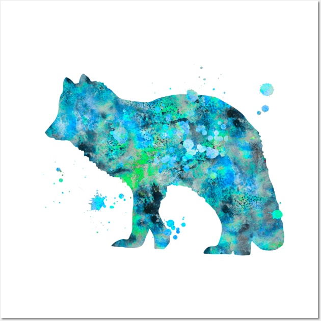 Arctic Fox Watercolor Painting Wall Art by Miao Miao Design